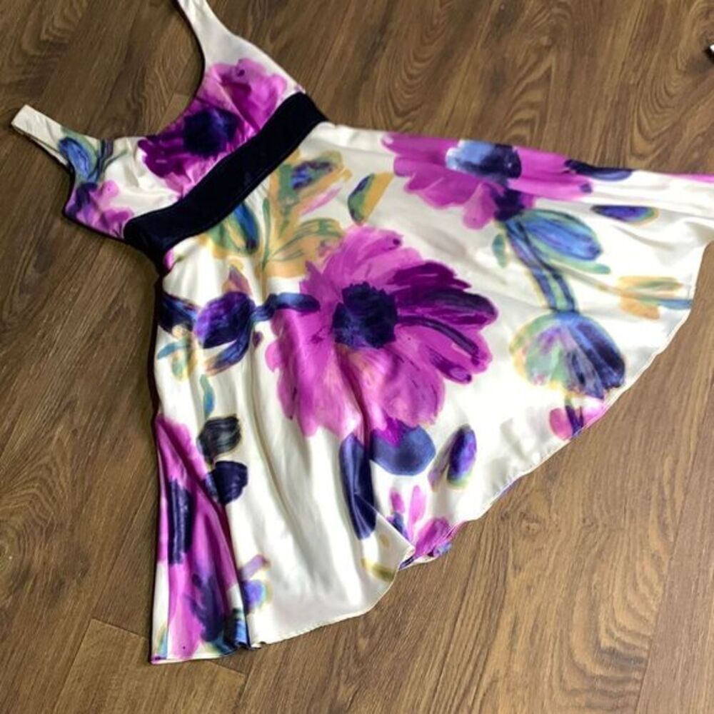 Y2k Floral water color‎ dress. Chiffon flowy fit & flare going out party dress